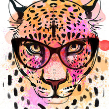 Lade das Bild in den Galerie-Viewer, Poster Leopard im Zeichenstil Aquarell Quadrat
