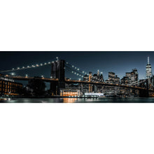 Lade das Bild in den Galerie-Viewer, Leinwandbild Brooklyn Bridge bei Nacht Panorama
