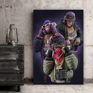 Leinwandbild 3 Gangster Affen No.1 Digital Art Hochformat