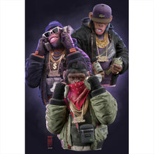 Lade das Bild in den Galerie-Viewer, Leinwandbild 3 Gangster Affen No.1 Digital Art Hochformat

