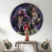 Lade das Bild in den Galerie-Viewer, Aluminiumbild gebürstet 3 Gangster Affen No.1 Digital Art Kreis
