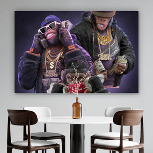 Spannrahmenbild 3 Gangster Affen No.1 Digital Art Querformat