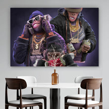 Lade das Bild in den Galerie-Viewer, Aluminiumbild gebürstet 3 Gangster Affen No.1 Digital Art Querformat
