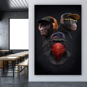 Acrylglasbild 3 weise Affen 3 wise monkeys Gangster Hochformat