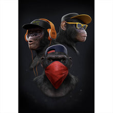 Lade das Bild in den Galerie-Viewer, Spannrahmenbild 3 weise Affen 3 wise monkeys Gangster Hochformat
