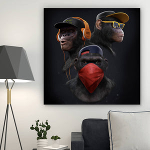 Acrylglasbild 3 weise Affen 3 wise monkeys Gangster Quadrat