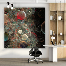 Lade das Bild in den Galerie-Viewer, Aluminiumbild gebürstet Abstract Bubbles Quadrat
