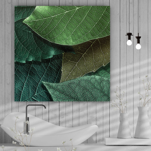 Poster Green Leafs Quadrat