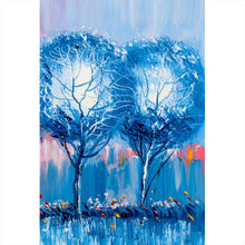 Lade das Bild in den Galerie-Viewer, Aluminiumbild Abstrakte Blaue Bäume Hochformat
