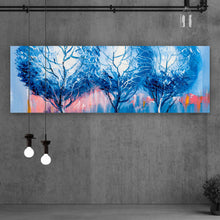 Lade das Bild in den Galerie-Viewer, Leinwandbild Abstrakte Blaue Bäume Panorama
