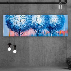 Leinwandbild Abstrakte Blaue Bäume Panorama