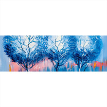 Lade das Bild in den Galerie-Viewer, Aluminiumbild gebürstet Abstrakte Blaue Bäume Panorama
