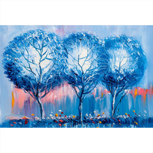 Lade das Bild in den Galerie-Viewer, Spannrahmenbild Abstrakte Blaue Bäume Querformat
