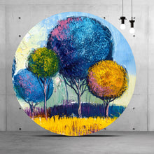 Lade das Bild in den Galerie-Viewer, Aluminiumbild gebürstet Abstrakte Bunte Bäume Kreis

