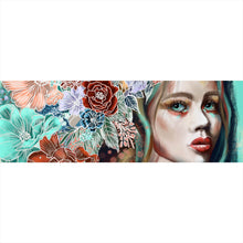 Lade das Bild in den Galerie-Viewer, Spannrahmenbild Abstrakte Frau im Blumenmeer Panorama
