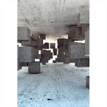 Lade das Bild in den Galerie-Viewer, Aluminiumbild Abstrakte geometrische Beton Würfel Hochformat
