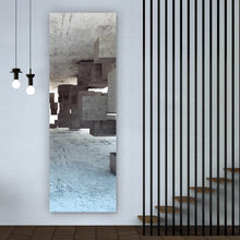 Lade das Bild in den Galerie-Viewer, Aluminiumbild gebürstet Abstrakte geometrische Beton Würfel Panorama Hoch
