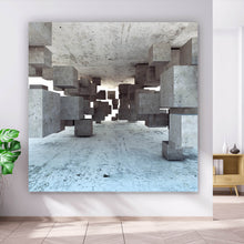 Lade das Bild in den Galerie-Viewer, Aluminiumbild Abstrakte geometrische Beton Würfel Quadrat
