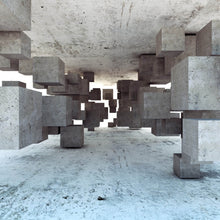 Lade das Bild in den Galerie-Viewer, Leinwandbild Abstrakte geometrische Beton Würfel Quadrat
