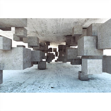 Lade das Bild in den Galerie-Viewer, Aluminiumbild Abstrakte geometrische Beton Würfel Querformat
