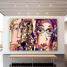 Lade das Bild in den Galerie-Viewer, Aluminiumbild Abstrakte Gesichter Querformat
