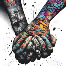 Lade das Bild in den Galerie-Viewer, Poster Abstrakte Hände im Tattoo Style Quadrat
