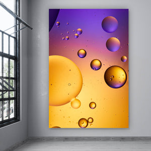 Spannrahmenbild Abstrakte Lila und Orangene Blasen Hochformat