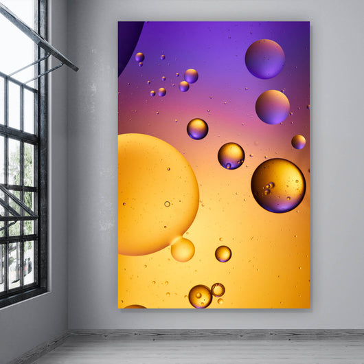 Poster Abstrakte Lila und Orangene Blasen Hochformat