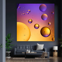 Lade das Bild in den Galerie-Viewer, Aluminiumbild gebürstet Abstrakte Lila und Orangene Blasen Quadrat
