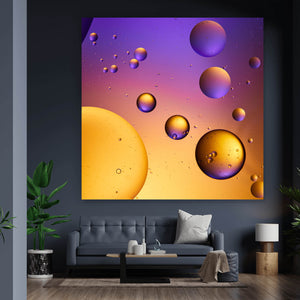 Spannrahmenbild Abstrakte Lila und Orangene Blasen Quadrat