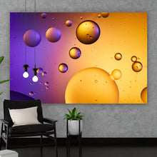 Lade das Bild in den Galerie-Viewer, Aluminiumbild Abstrakte Lila und Orangene Blasen Querformat
