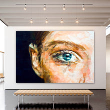 Lade das Bild in den Galerie-Viewer, Aluminiumbild gebürstet Abstrakte Malerei einer jungen Frau Querformat
