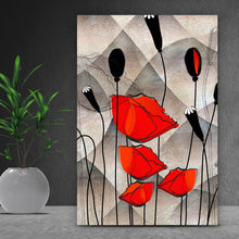 Lade das Bild in den Galerie-Viewer, Leinwandbild Abstrakte Mohnblumen Hochformat
