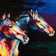 Lade das Bild in den Galerie-Viewer, Spannrahmenbild Abstrakte Pferde Bunt Quadrat

