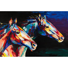 Lade das Bild in den Galerie-Viewer, Leinwandbild Abstrakte Pferde Bunt Querformat
