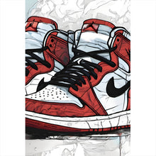Lade das Bild in den Galerie-Viewer, Leinwandbild Abstrakte Sneaker Rot Hochformat
