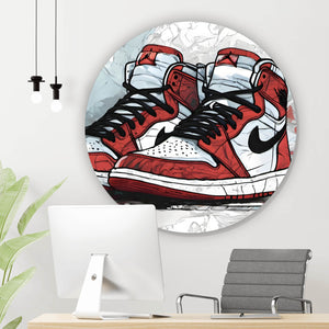 Aluminiumbild Abstrakte Sneaker Rot Kreis