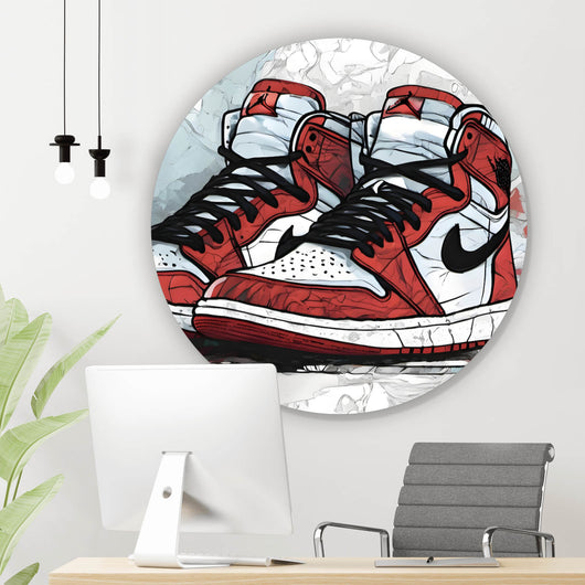 Aluminiumbild Abstrakte Sneaker Rot Kreis