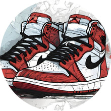 Lade das Bild in den Galerie-Viewer, Aluminiumbild gebürstet Abstrakte Sneaker Rot Kreis
