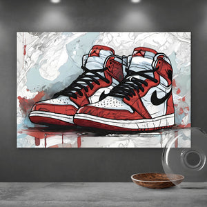 Aluminiumbild Abstrakte Sneaker Rot Querformat