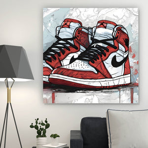 Aluminiumbild Abstrakte Sneaker Rot Quadrat