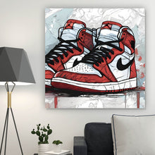 Lade das Bild in den Galerie-Viewer, Aluminiumbild gebürstet Abstrakte Sneaker Rot Quadrat
