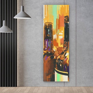 Spannrahmenbild Abstrakte Weinflaschen Panorama Hoch