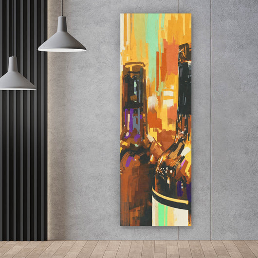 Leinwandbild Abstrakte Weinflaschen Panorama Hoch