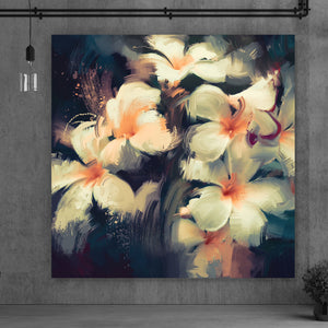 Spannrahmenbild Abstrakte Weiße Blumen Quadrat