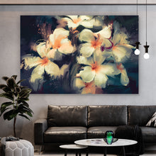 Lade das Bild in den Galerie-Viewer, Spannrahmenbild Abstrakte Weiße Blumen Querformat
