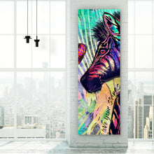 Lade das Bild in den Galerie-Viewer, Spannrahmenbild Abstrakte Zebras mit Herz Panorama Hoch
