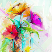 Lade das Bild in den Galerie-Viewer, Spannrahmenbild Abstrakter Blumenstrauß Quadrat
