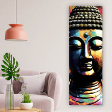Lade das Bild in den Galerie-Viewer, Aluminiumbild Abstrakter Buddha Bunt Panorama Hoch
