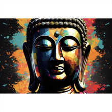 Lade das Bild in den Galerie-Viewer, Leinwandbild Abstrakter Buddha Bunt Querformat
